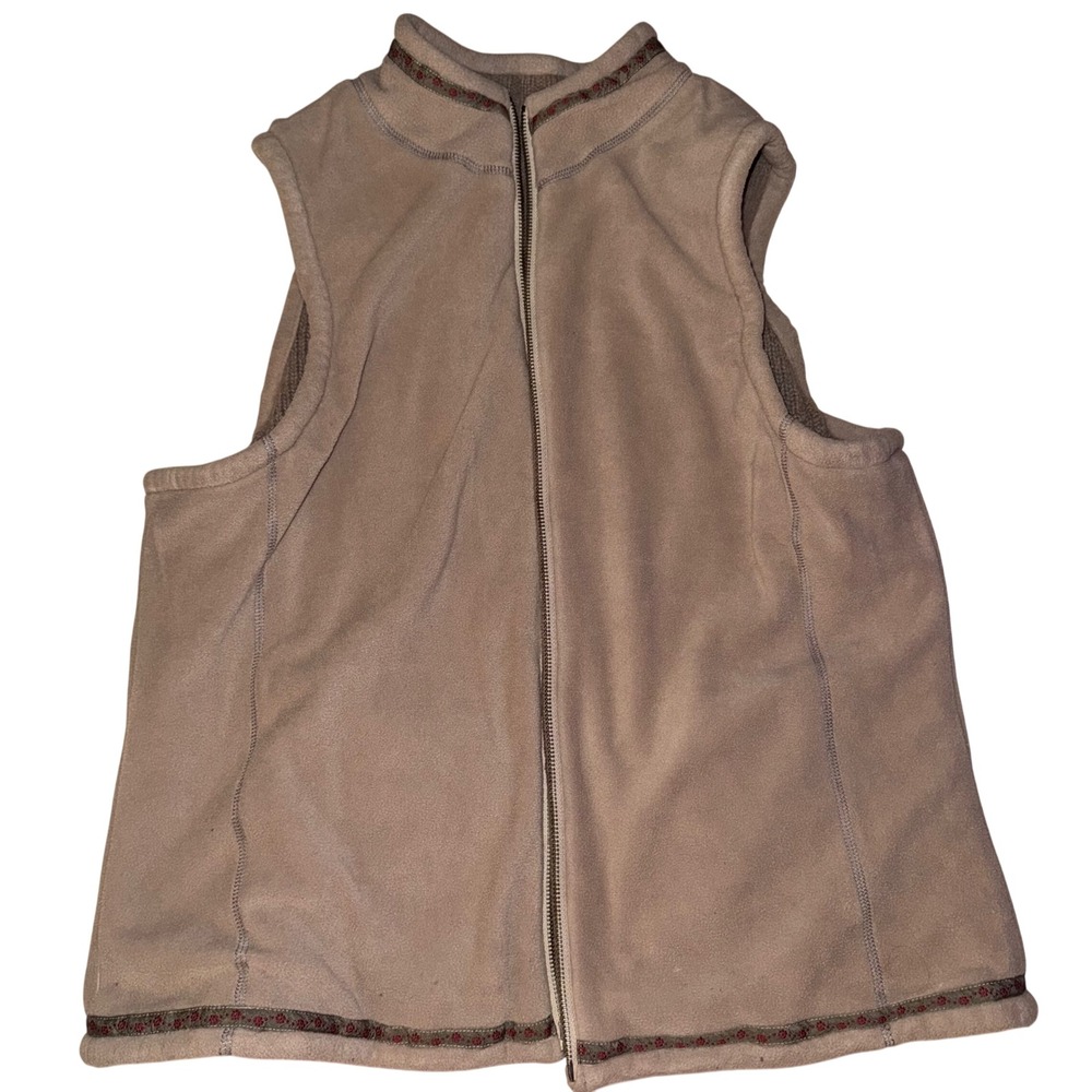 Guide Gear Series Women's Reversible‎ Beige Zip Up Fleece Wool Vest Size XL